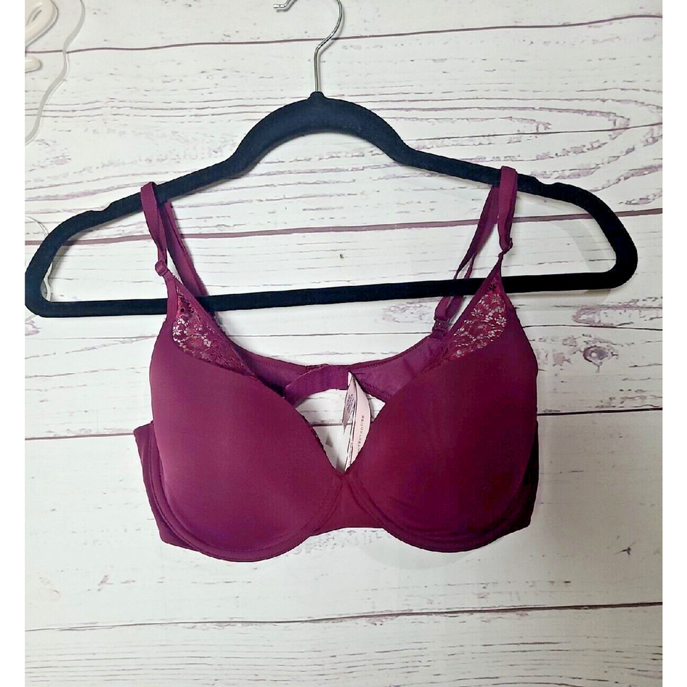Victoria's Secret Burgundy Demi Underwire T-Shirt Bra Womans Size 34D